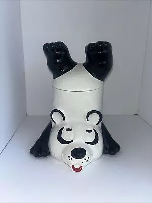 Vintage McCoy Upside Down Panda Bear Ceramic Animal Cookie Jar Marked 210 USA • $39.99