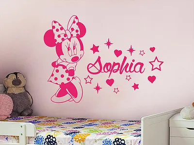 Personalized Girl Name Wall Decal Minnie Mouse Vinyl Decal Sticker Nursery ZX58 • $26.99