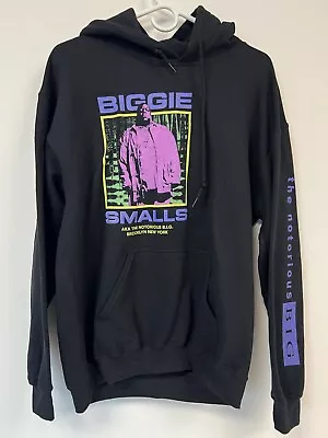 Notorious Biggie Smalls Black Hoodie Brooklyn NYC Hip Hop Pocket Size Medium RAP • $24.88