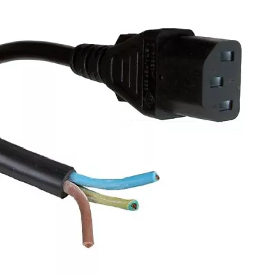 3m Bare Ends C13 IEC Kettle Lead 10A Power Cable PC Monitor Straight Connector • £5.99