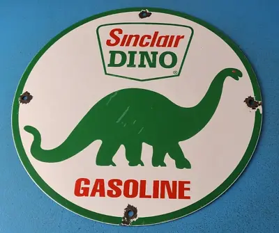 Vintage Sinclair Gasoline Porcelain Dinosaur Service Station Gas Pump Plate Sign • $145.37