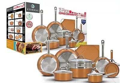 $119.99 • Buy Eternal Copper Cookware Pots And Pan Set 13 Pieces With Non Stick Griddle 