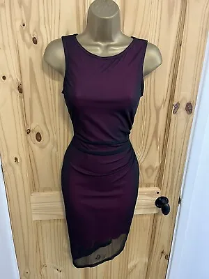 Miss Selfridge Vintage Pink Black Mesh Evening Dress Size 8 10 • £15