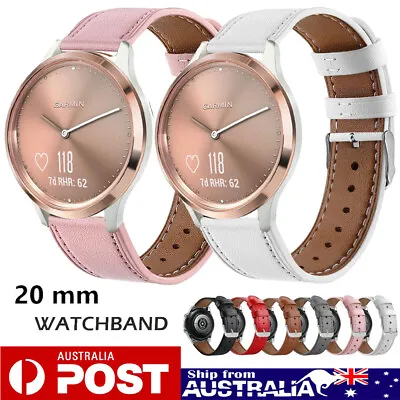 20mm Leather Watch Band For Garmin Vivoactive 3 Music Vivomove HR 645 245M Venu • $12.89