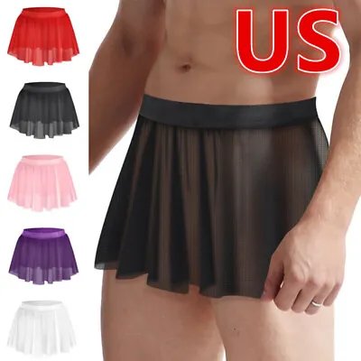 US Mens Underwear Costume Miniskirt Lace Skirt Cross-Dresser Bikini Pool Briefs • $9.73