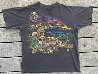 VTG 90s Stand Out Designs Lions  Safari Single Stitch T-Shirt Large Oneita USA • $10.50