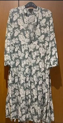 QED London Floral Tiered Smock Big Flare Midi Holiday Beach Dress UK 10 VGC • £18.99