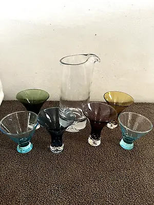 Artland Mini Martini Stemless Glass Cocktail Controlled Bubble Base Pitcher Set • $44.99