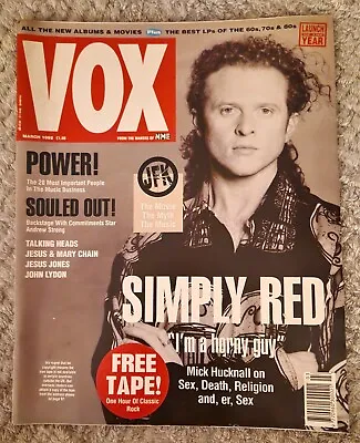 £6.95 • Buy Simply Red Mick Hucknall Cover VOX Magazine #18 March 1992~David Byrne