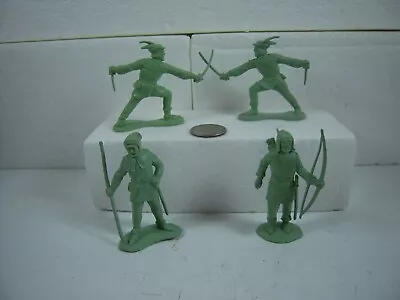 MARX Robin Hood 60mm Merrymen 4 Light Green Figures From The 1950s. • $19