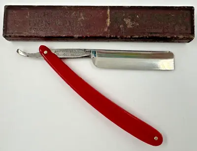 J.A. Henckels Twin Works Straight Razor RED Handle Solingen Germany 410 With Box • $99.99