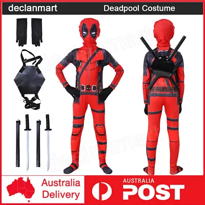 Kids Boys Deadpool Superhero Halloween Party Cosplay Costume Fancy Dress Suit AU • $15.89