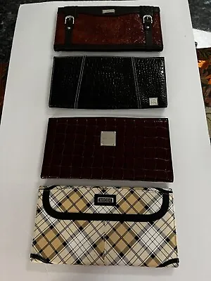 MICHE Shell Lot Faux Plaid Patent Leather Brown  Burgundy Red And Black EUC • $15.98