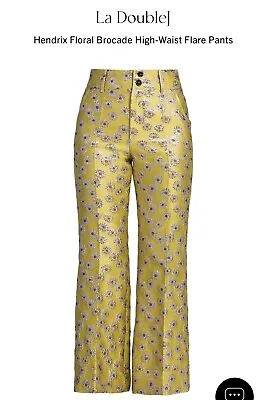 La Double J Pants Hendrix Floral Brocade High-Waist Flare Pants • $475