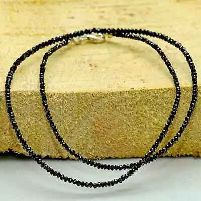 $8.80 • Buy 2.5-3mm Natural Black Diamond Gemstone Beads Necklace 18Inches Bohemia