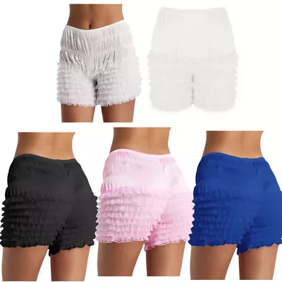 Women Ruffle Bloomers Dance Shorts Frilly Knickers Underwear Lingerie Dancewear • £13.79