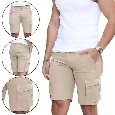 Mens Cargo Combat Stretch Relaxed Fit Camo Shorts Cotton Work 30-48  • £12.99