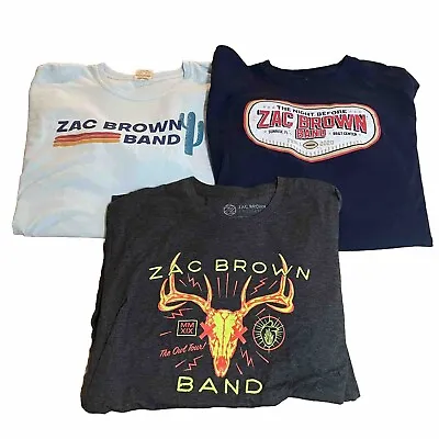 Lot (3) Zac Brown Band T Shirts Music Men’s 2XL XXL Owl Tour 2020 Cactus • $25