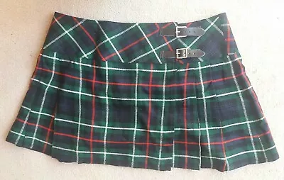 Scottish Authentic Ladies Kilt Skirt Green Tartan Waist 36  Womens Size Large • $27.78