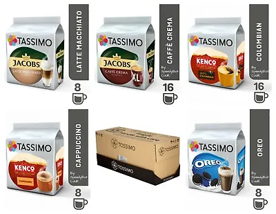 TASSIMO Jacobs Kenco Variety Box TDiscs Coffee Latte Cappuccino Cadbury 56 Pack • £26.68