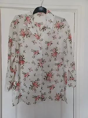 £10 • Buy Charlotte Halton Ladies Vintage Floral  Blouse/ Shirt Size 16 Cream
