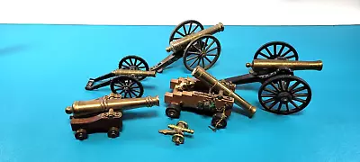 Lot Of 6 Cast Iron Brass Wood Cannons Cannon Military Display Penncraft Capsco • $19.50