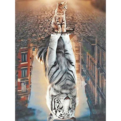 $13.08 • Buy 5D Diamond Painting Cat Reflection Full Square Drill DIY Crafts Mosaic Pictures