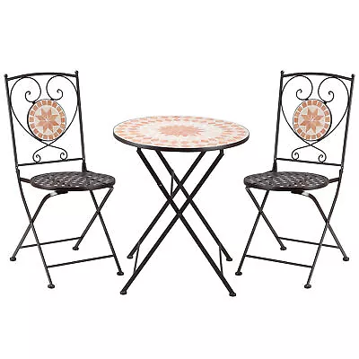 Outsunny 3-Piece Outdoor Bistro Set W/ Mosaic Round Table And 2 Armless Chairs • £112.99