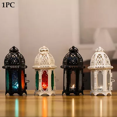 Glass Metal Moroccan Delight Candle Holder Tea Light Hanging Garden Lamp Lante • £8.75