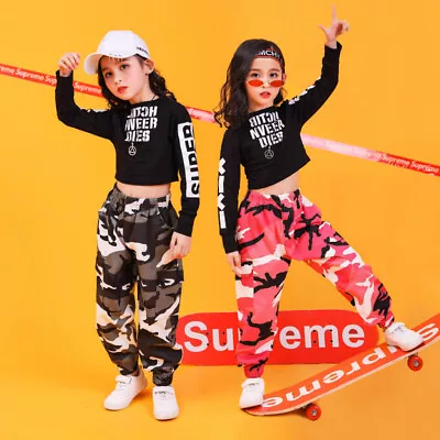 £12.41 • Buy Street Dance Costumes Girls Kids Performance Clothing Hip Hop Jazz Camo Pants UK