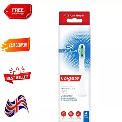 4X Genuine Colgate Omron Toothbrush Heads Proclinical 360 Deep Clean White Pack • £20.20