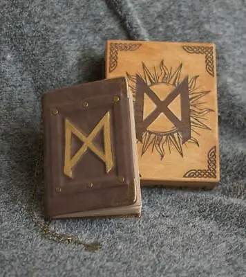 Dagaz Rune Viking Runic Series Handmade Leather Craft Paper Notebook In Woodbox  • $24.95