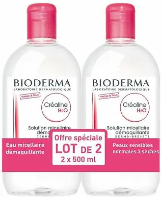 £29.90 • Buy Bioderma Crealine (Sensibio) H2O Cleansing Solution 2x500ml ✅UK Stock  FAST DEL