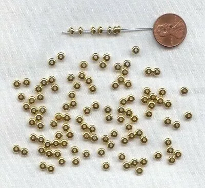 100 VINTAGE GOLD PLATED 4.5x2mm. SMOOTH SPACER DISC BEADS D278 • $1.49
