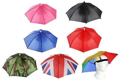 Novelty Umbrella Hat - Festival Rave Outdoor Foldable Fishing Cap Joke Gift Sun • £3.99