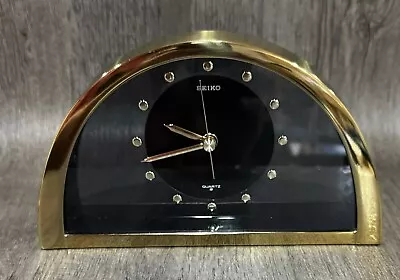 SEIKO Quartz QQZ137G Half Moon Gold Tone Desk Mantel Clock Made In Japan • $23.99