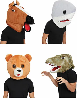 £24.49 • Buy Mens Animal Horse Shark Teddy Bear Dinosaur Mascot Mask Fancy Dress Costume New