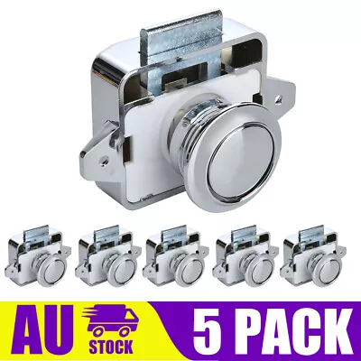 5X Push Button Drawer Cupboard Door Catch Lock Caravan Cabinet Latch Knob Tools • $34.19