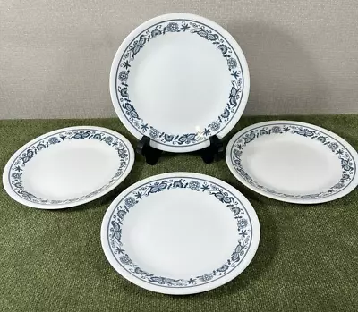 Vintage Corelle OLD TOWN BLUE Set Of 4 Bread & Butter Plates White W/Blue Border • $9.99