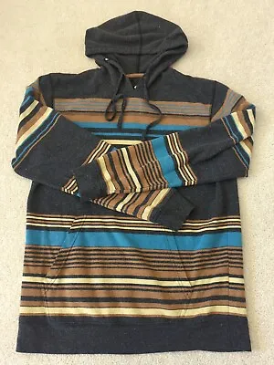 Billabong Hoodie Mens Large Gray Multicolored Striped Baja Pullover Pockets  • $22