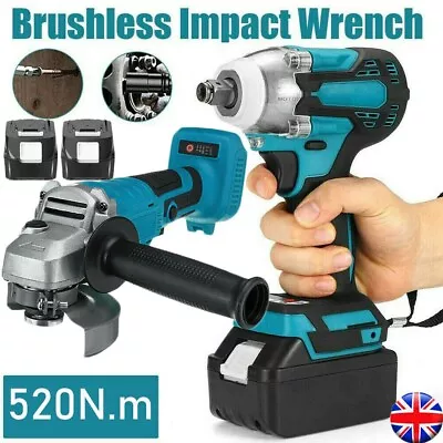 £74.99 • Buy 18V 1/2  Cordless Brushless Impact Wrench 520N.m Replace For Makita Battery UK