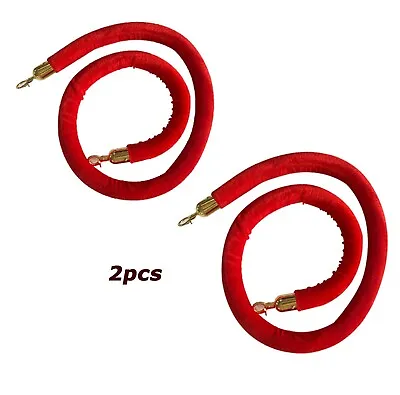 2pcs Velvet Rope Crowd Control Stanchion Post Queue Line Barrier Rope RED • $20.93