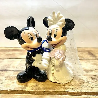 Mickey Minnie Mouse Bride Groom Wedding Cake Topper Figurine Ceramic Disney Vtg • $24.98