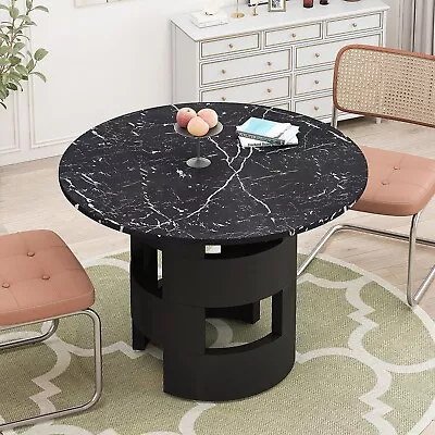 42.12  Modern Round Dining Table With Printed Black Marble Table Top • $286.77