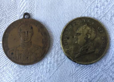 £13 • Buy Duke Of Clarence 1892 + Frederick Duke Of York 1827 Death Medals, Brass & Copper