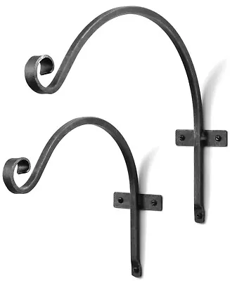 Hanging Basket Bracket Metal Plant Hook Hanger Wall Mounted Heavy Duty Arched • £13.86