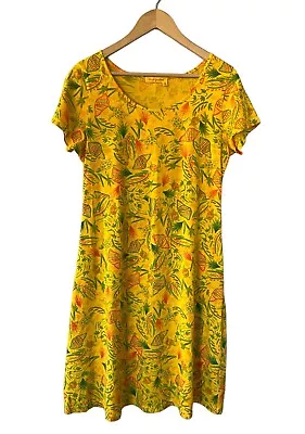 Fresh Produce Yellow She’ll Tropical Beach Theme T-shirt Dress Small Resort • $20