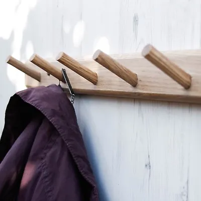 Handmade Wooden Solid Oak Peg Hook Coat Rack Rail Made To Order Furniture • £32