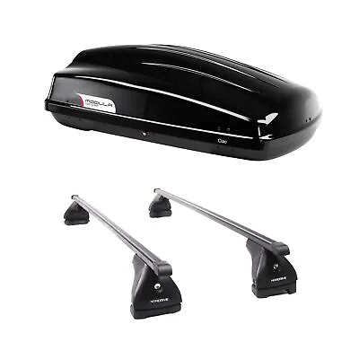Nordrive Heavy Duty Roof Bars With Roof Box 340L For Chrysler YPSILON 2011-2018 • £311.95
