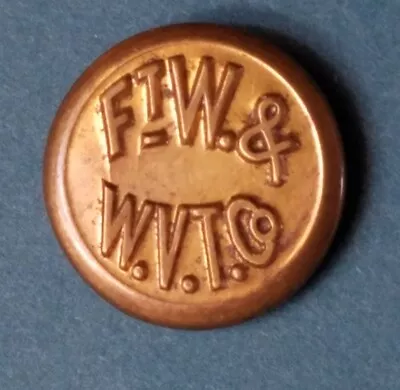 Bb FORT WAYNE & WABASH VALLEY TRACTION CO. RAILROAD UNIFORM BUTTON Small Gilt • $25